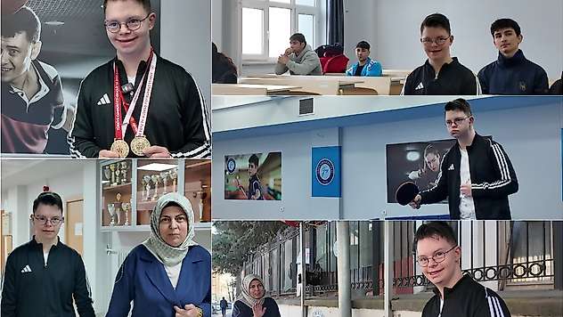 Down sendromlu genç hem eğitim hem de spor hayatında başarıları ile dikkat çekiyor