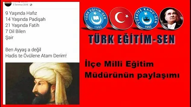 İlçe Milli Eğitim Müdürünün paylaşımı Türk Eğitim Senin radarına girdi