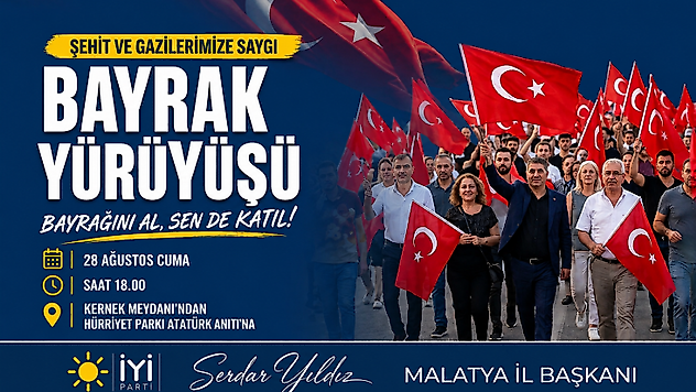 Kernek Meydanı'ndan Hürriyet Parkı'na Bayrak Yürüyüşü