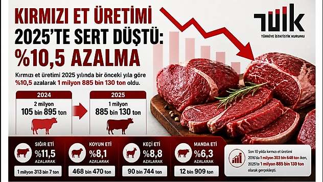 Kırmızı Et Üretimi 2025'te Sert Düştü: %10,5 Azalma
