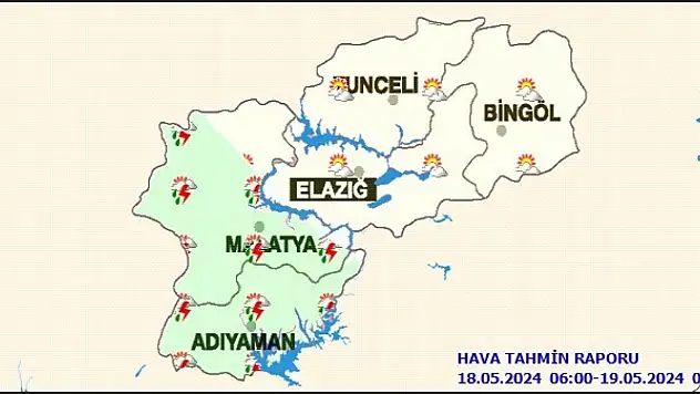 Malatya çevreleri gök gürültülü sağanak yağışlı olarak geçecek.