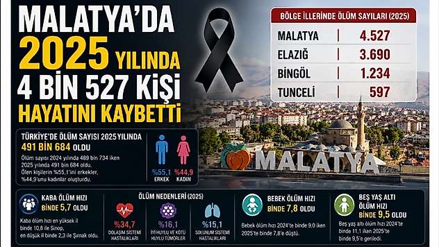 Malatya'da 2025 Yılında 4 Bin 527 Kişi Hayatını Kaybetti