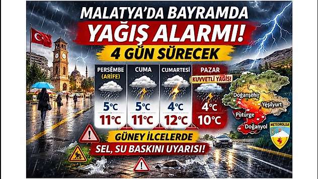 Malatya'da Bayramda Yağış Alarmı: 4 Gün Sürecek