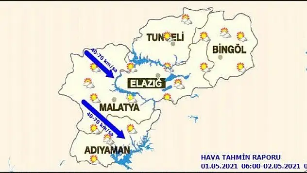 Malatya'da yer yer kuvvetli rüzgar