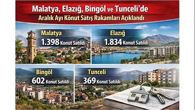 Malatya, Elazığ, Bingöl ve Tunceli'de Aralık Ayı Konut Satış Rakamları Açıklandı
