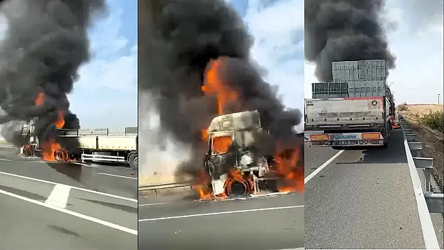 Malatya-Elazığ Karayolu'nda Tır Yangını: Ön Kupa Küle Döndü