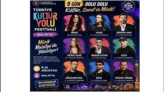 Malatya Kültür Yolu Festivali'nde Yıldızlar Geçidi: Hakan Altun'dan Ceza'ya Dev Konserler Ücretsiz