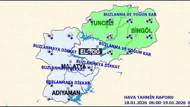 Malatya ve Çevresi İçin Kar, Don ve Çığ Uyarısı