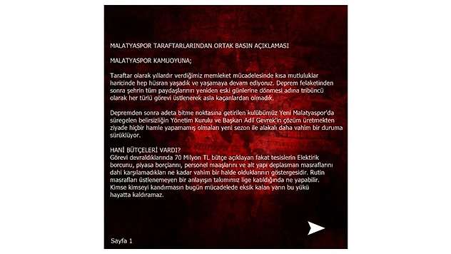 Malatyaspor Taraftarlarından Ortak Basın Açıklaması