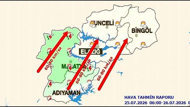 Meteoroloji'den Malatya İçin Kuvvetli Yağış ve Fırtına Uyarısı