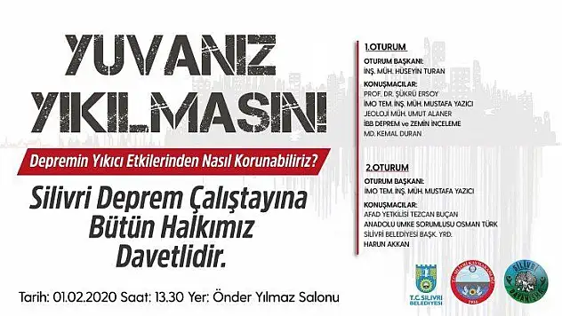 Silivri'de deprem çalıştayı düzenlenecek