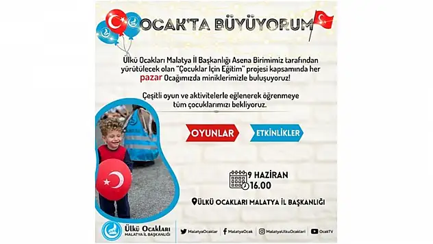 Ülkü Ocakları  ' Çocuklar İçin Eğitim-Ocakta Büyüyorum' Projesini Tekrar Başlattı