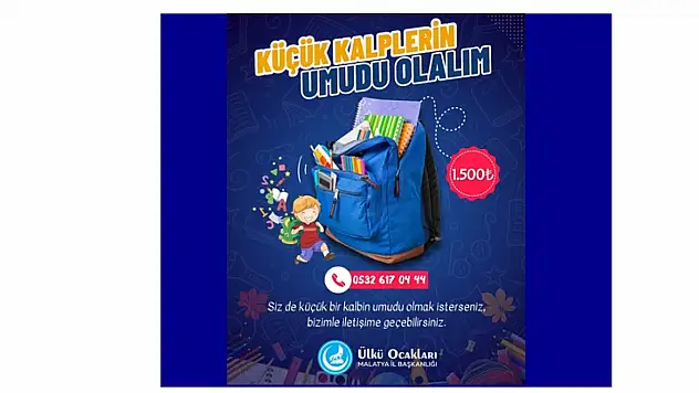 Ülkü Ocakları Malatya'dan Kırtasiye Yardım Kampanyası: 'Küçük Kalplerin Büyük Hayallerine Umut Olalım'