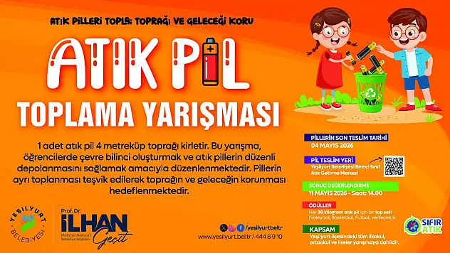 Yeşilyurt Belediyesi'nden Çevre Dostu Proje: 'Okullararası Atık Pil Yarışması' Başladı