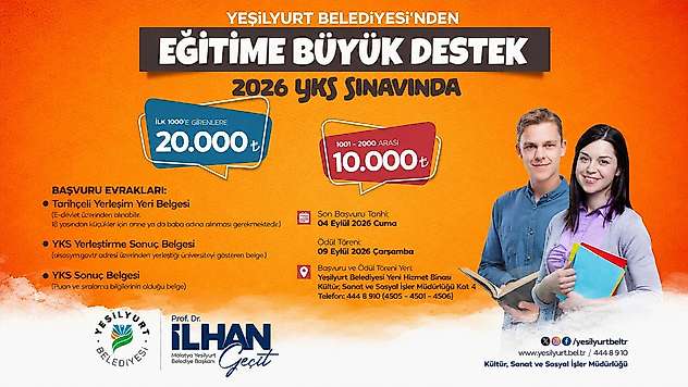 Yeşilyurt Belediyesi'nden YKS Derecesi Yapan Öğrencilere Başarı Ödülü