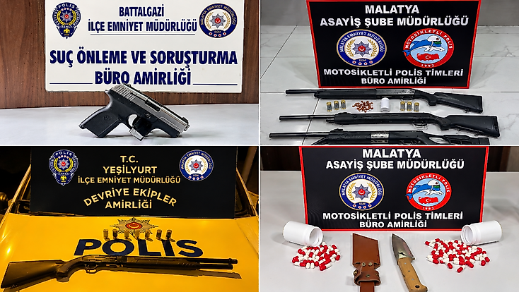 Malatya’da Asayiş Uygulamalarında Uyuşturucu ve Silah Ele Geçirildi