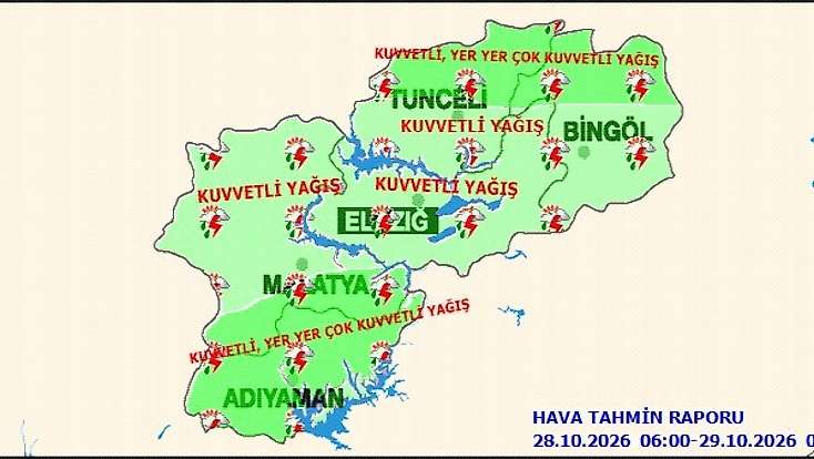 Meteoroloji’den Malatya İçin Kuvvetli Yağış Uyarısı! Güney İlçelerine Dikkat