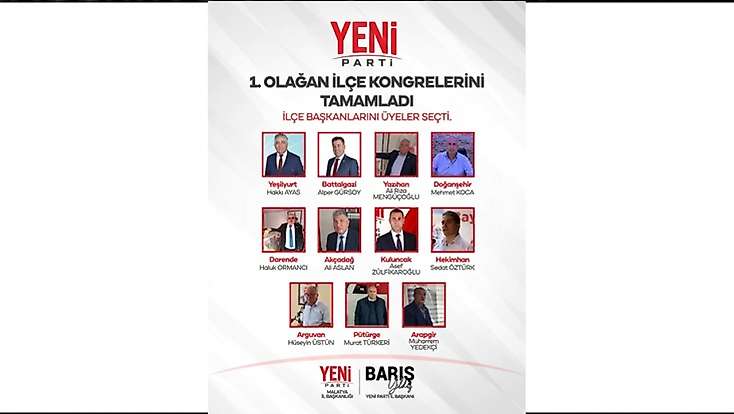 YENİ Parti Malatya’da İlçe Kongrelerini Tamamladı