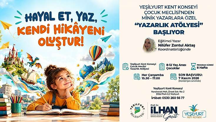 Yeşilyurt’ta Çocuklar İçin Yazarlık Atölyesi Başlıyor! Son Başvuru 7 Kasım