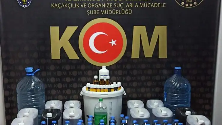 128 litre el yapımı sahte alkol ele geçirildi