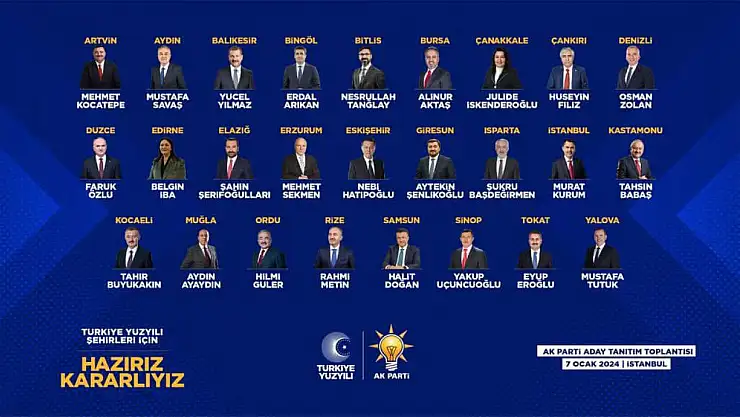 AK Parti'nin 26 adayı belli oldu