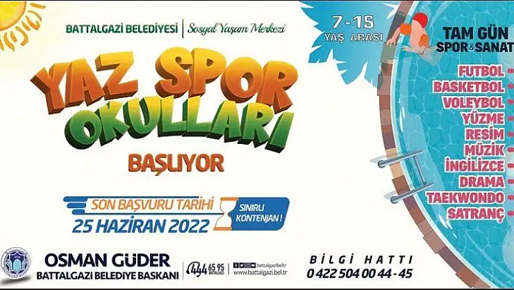 Battalgazi Belediyesi'nden Çocuklara Özel Yaz Spor Okulu