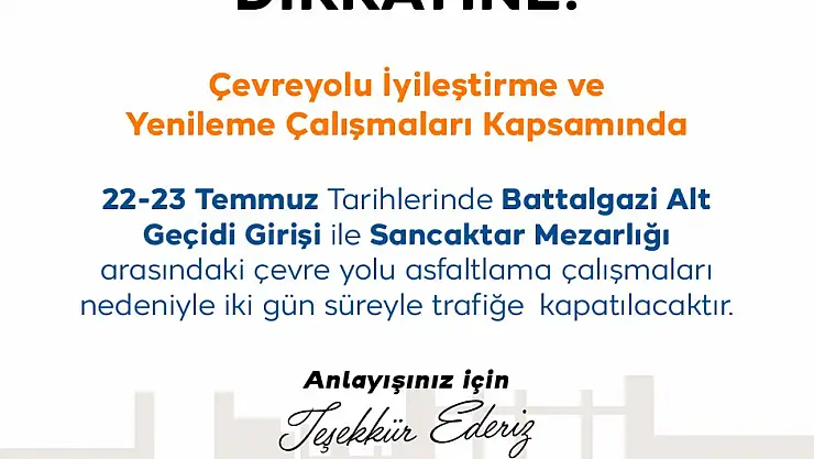 Çevre yolunda asfalt çalışmaları başlıyor.