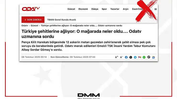 DMM, mağarada 'tuzaklama' yapıldığı iddialarını yalanladı