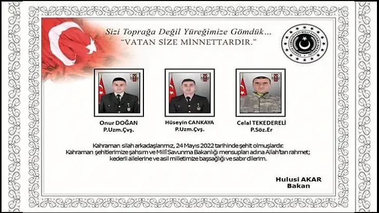 Dört Kahraman askerimiz şehit oldu