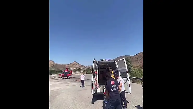 Hekimhan-Kuluncak Yolunda Kaza: Beton Mikseri Sürücüsü Helikopterle Hastaneye Kaldırıldı