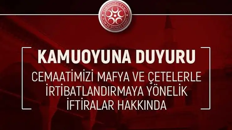 İsmailağa cemaatinden Açıklama