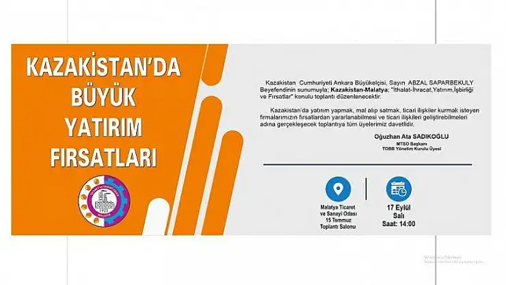 Kazakistan'da Büyük Yatırım Fırsatları Toplantısı