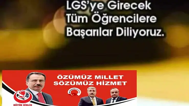 LGS'ye girecek 8. sınıf öğrencilerimize başarılar diliyorum