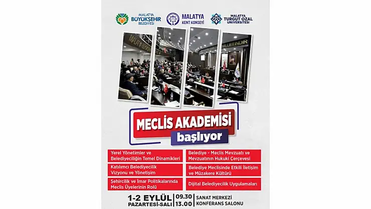 Malatya'da 'Meclis Akademisi' Başlıyor: Belediye Meclis Üyelerine Uluslararası Sertifikalı Eğitim