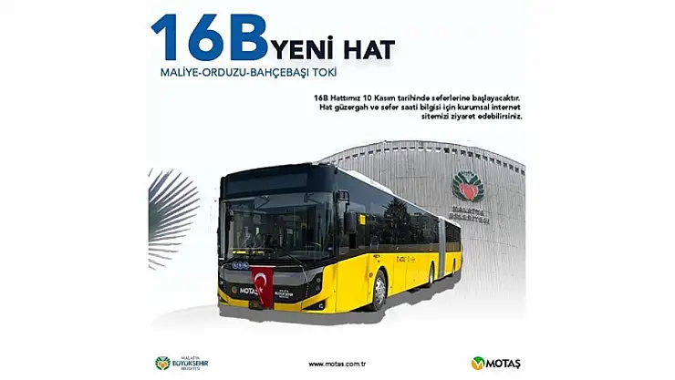 Malatya'da Ulaşım Ağı Genişliyor: 16B Hattı 10 Kasım'da Devrede