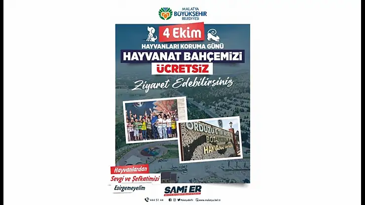 Malatya Hayvanat Bahçesi, 4 Ekim'de Ücretsiz Ziyaretçi Ağırlayacak