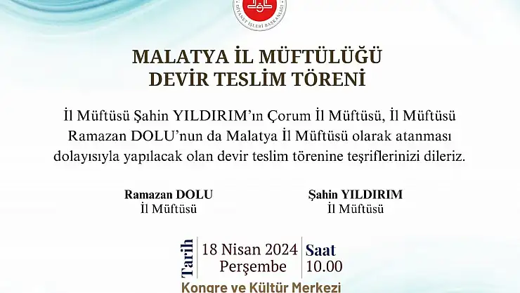 Malatya'nın yeni İl Müftüsü Ramazan Dolu
