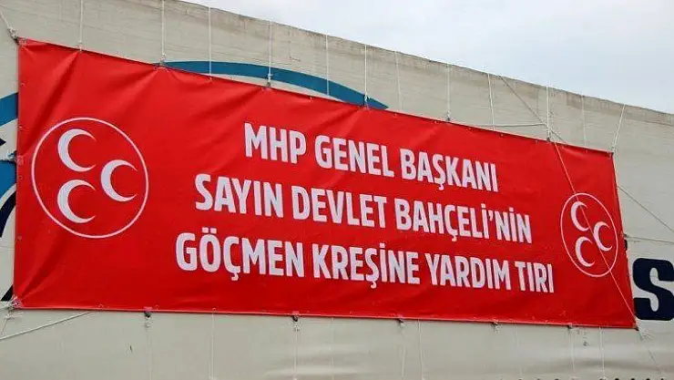 MHP Lideri Bahçeli'nin göçmen kreşine yardım tırı bölgeye ulaştı