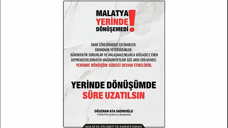 Sadıkoğlu: 'Bu şehir 16 ay imar bekledi, yerinde dönüşüm süresi uzatılmalıdır'