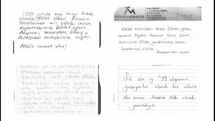 Sakaryalılardan Duygu Dolu Mesajlar