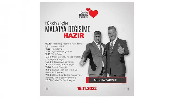 Sarıgül Malatya'ya Geliyor..