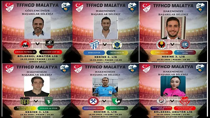 TFF Ve  MHK'dan Malatyalı Gözlemci Ve Hakemlere Görev..