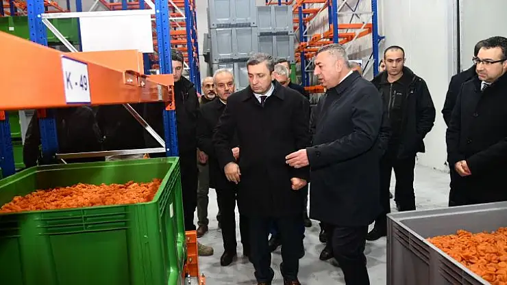 Vali Hulusi Şahin, Şire Pazarı ve Kuru Kayısı Lisanslı Depo Tesislerinde İncelemelerde Bulundu.