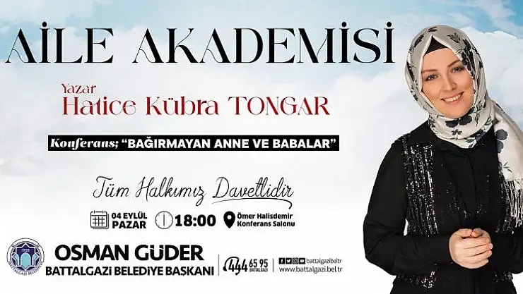 Yazar Hatice Kübra Tongar  ebeveyn ve çocuk ilişkisi üzerine konferans verecek