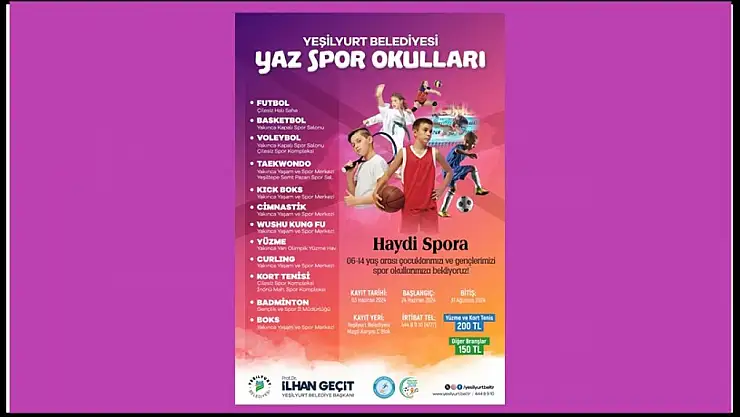 Yeşilyurt Belediyesi Yaz Spor Okullarında Yeni Dönem Kayıtları 3 Haziran'da Başlıyor!