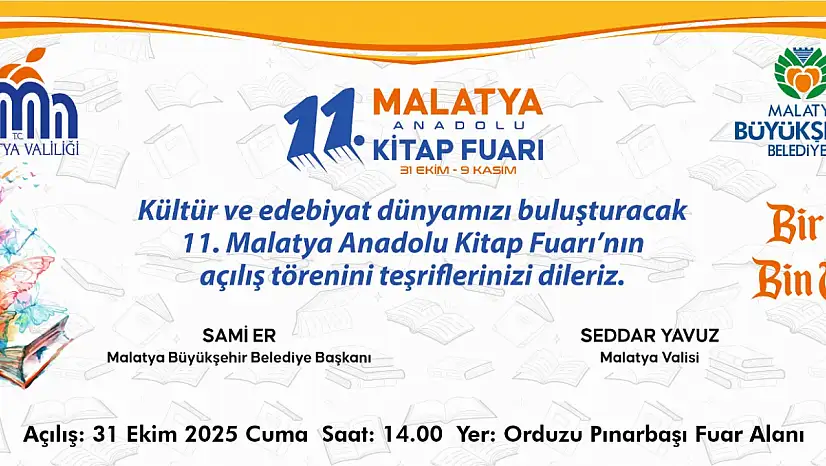 11. Malatya Anadolu Kitap  ve Kültür Fuarı Açılıyor