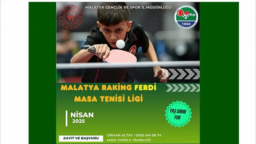 Malatya Masa Tenisi Ferdi Ranking Ligi ilimiz tarihinin En çok katılımlı Masa Tenisi faaliyeti olarak başlıyor..