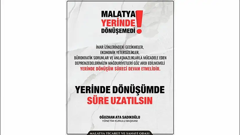 Sadıkoğlu: 'Bu şehir 16 ay imar bekledi, yerinde dönüşüm süresi uzatılmalıdır'