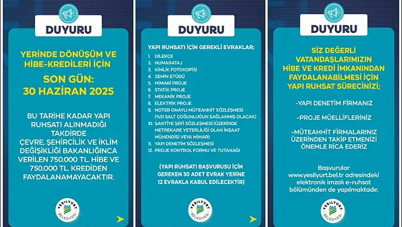 Yerinde Dönüşüm Ve Hibe-Kredileri İçin Son Gün 30 Haziran 2025