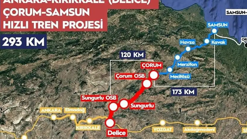 Ankara-Kırıkkale-Çorum-Samsun Hızlı Demiryolu'nda çalışmalar sürüyor